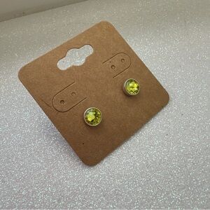 Touchstone Crystal by Swarovski Citrus Green Swizzle Stud Earrings